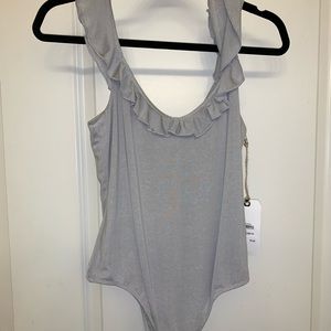 Gray Ruffle Bodysuit